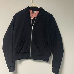 H&M Black Zip-Up Bomber Jacket - Size 6- Like New
